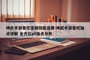 神武手游普陀坐骑技能选择:神武手游普陀加点详解 全方位pt加点分析